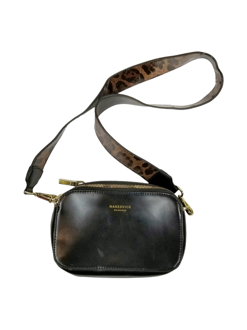 Nakedvice Melbourne The Met Small Black Leather Crossbody Shoulder Bag